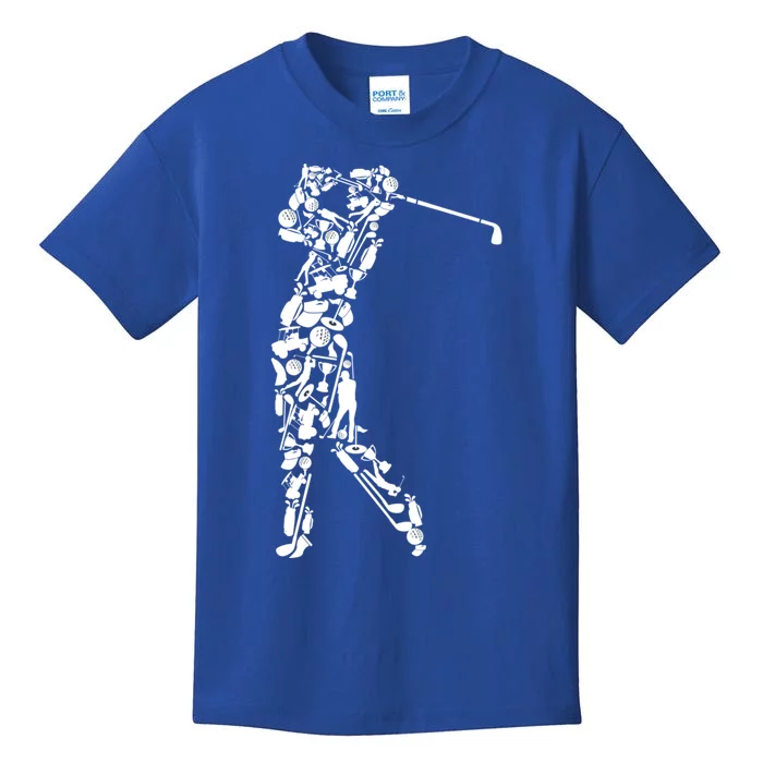 Golfer Silhouette Filled With Golf Things Meaningful Gift Kids T-Shirt