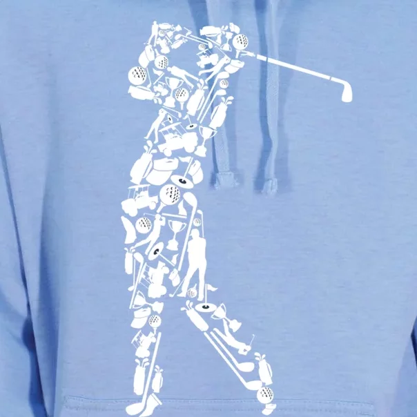 Golfer Silhouette Filled With Golf Things Meaningful Gift Unisex Surf Hoodie