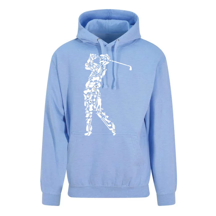 Golfer Silhouette Filled With Golf Things Meaningful Gift Unisex Surf Hoodie