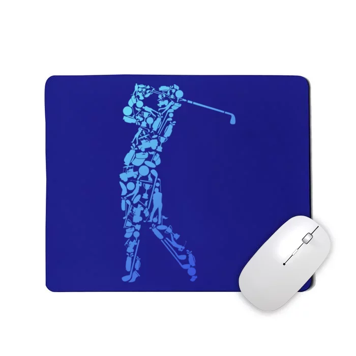 Golfer Silhouette Filled With Golf Things Meaningful Gift Mousepad