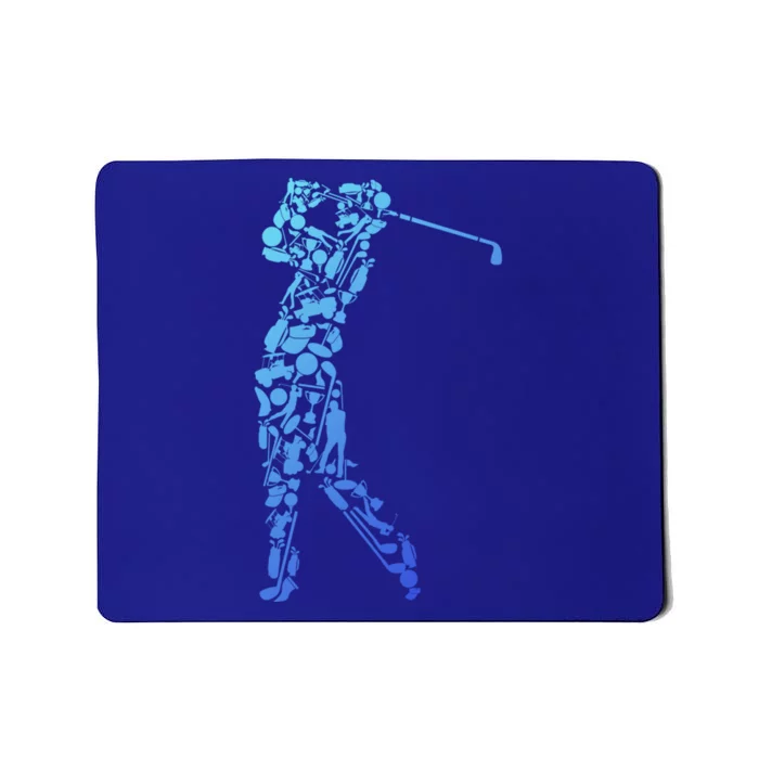 Golfer Silhouette Filled With Golf Things Meaningful Gift Mousepad