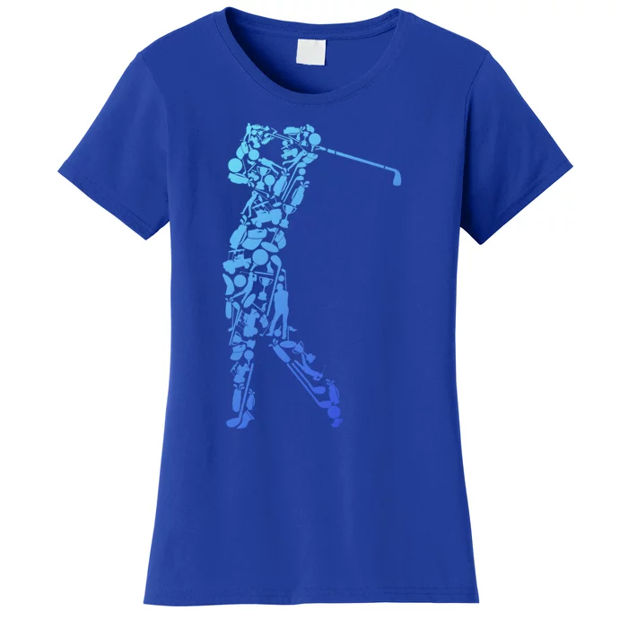 Golfer Silhouette Filled With Golf Things Meaningful Gift Women's T-Shirt