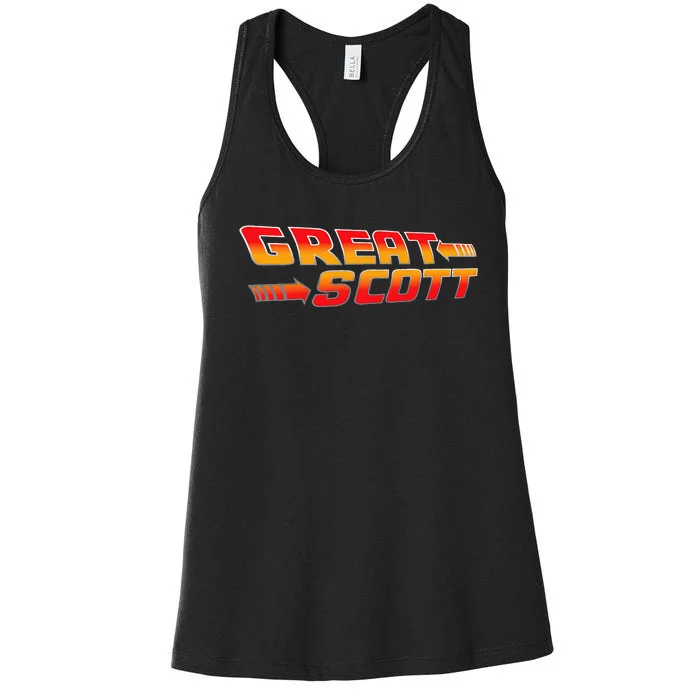 Great Scott Funny Time Traveler Mad Scientist Inventor Women's Racerback Tank