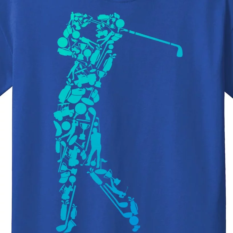 Golfer Silhouette Filled With Golf Things Meaningful Gift Kids T-Shirt