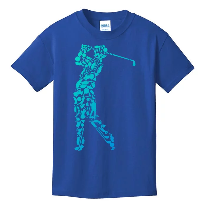 Golfer Silhouette Filled With Golf Things Meaningful Gift Kids T-Shirt