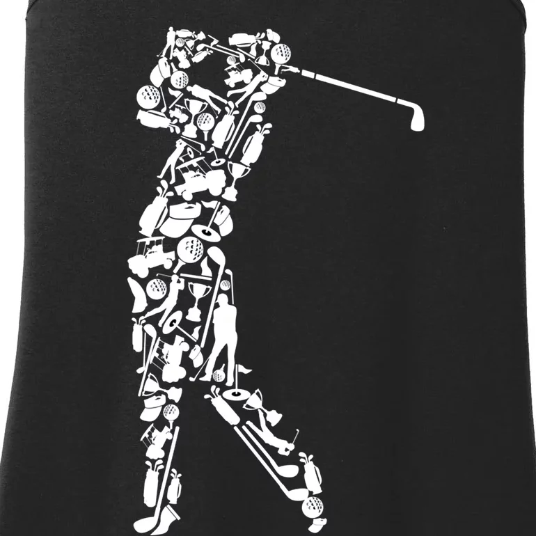 Golfer Silhouette Filled With Golf Things Gift Ladies Essential Tank