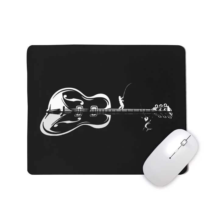 Guitarist Shark Fish Angler Fishing I Funny Guitar Player Mousepad