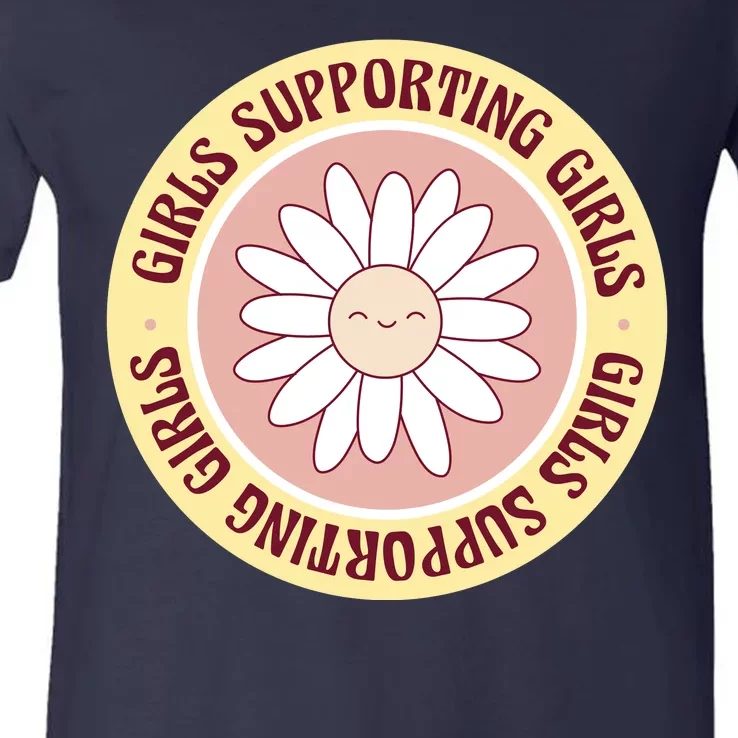 Girls Supporting Girls Sunflower Feminist V-Neck T-Shirt