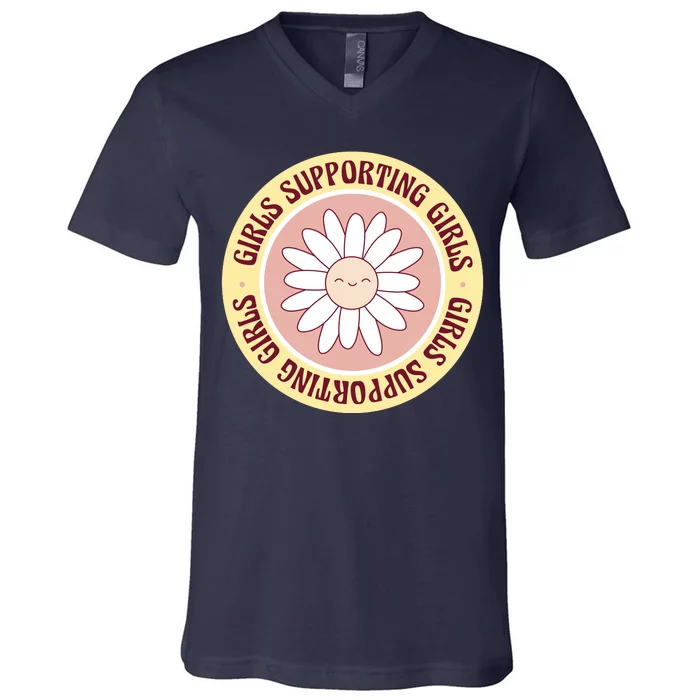 Girls Supporting Girls Sunflower Feminist V-Neck T-Shirt