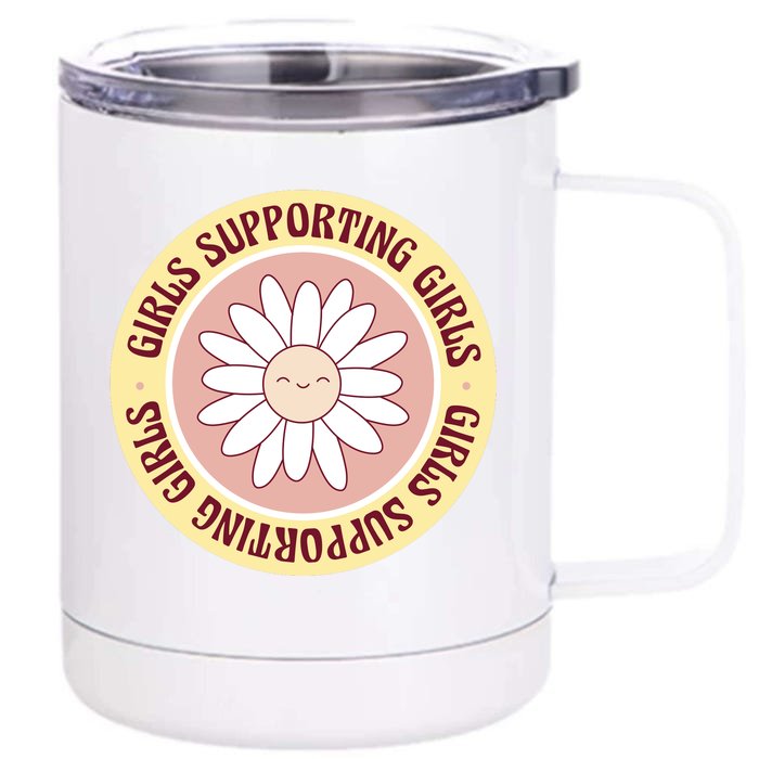 Girls Supporting Girls Sunflower Feminist Front & Back 12oz Stainless Steel Tumbler Cup