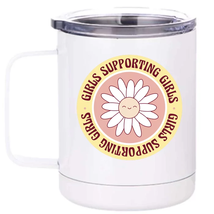 Girls Supporting Girls Sunflower Feminist Front & Back 12oz Stainless Steel Tumbler Cup