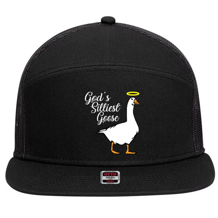 God's Silliest Goose 7 Panel Mesh Trucker Snapback Hat