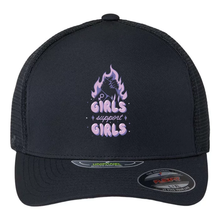 Girls Support Girls Feminism Flexfit Unipanel Trucker Cap