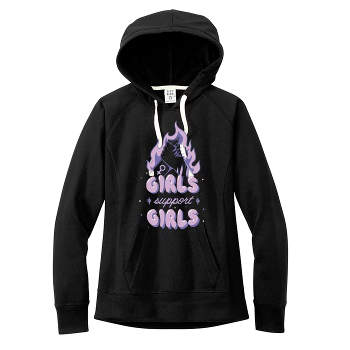 Girls Support Girls Feminism Women's Fleece Hoodie