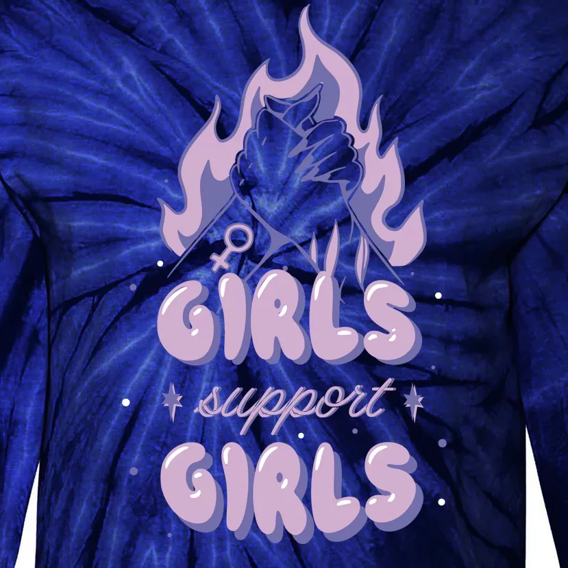 Girls Support Girls Feminism Tie-Dye Long Sleeve Shirt