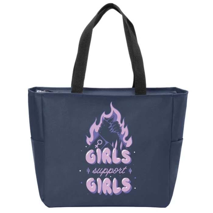 Girls Support Girls Feminism Zip Tote Bag