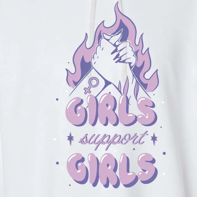 Girls Support Girls Feminism Garment-Dyed Fleece Hoodie