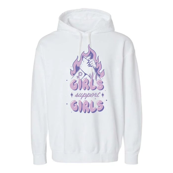 Girls Support Girls Feminism Garment-Dyed Fleece Hoodie