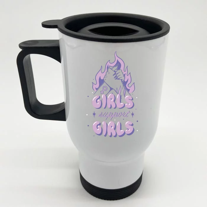 Girls Support Girls Feminism Front & Back Stainless Steel Travel Mug