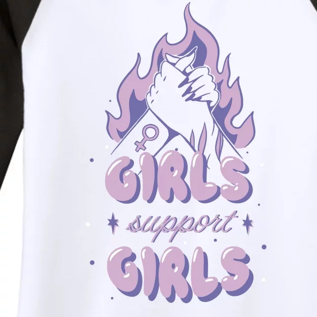 Girls Support Girls Feminism Women's Tri-Blend 3/4-Sleeve Raglan Shirt