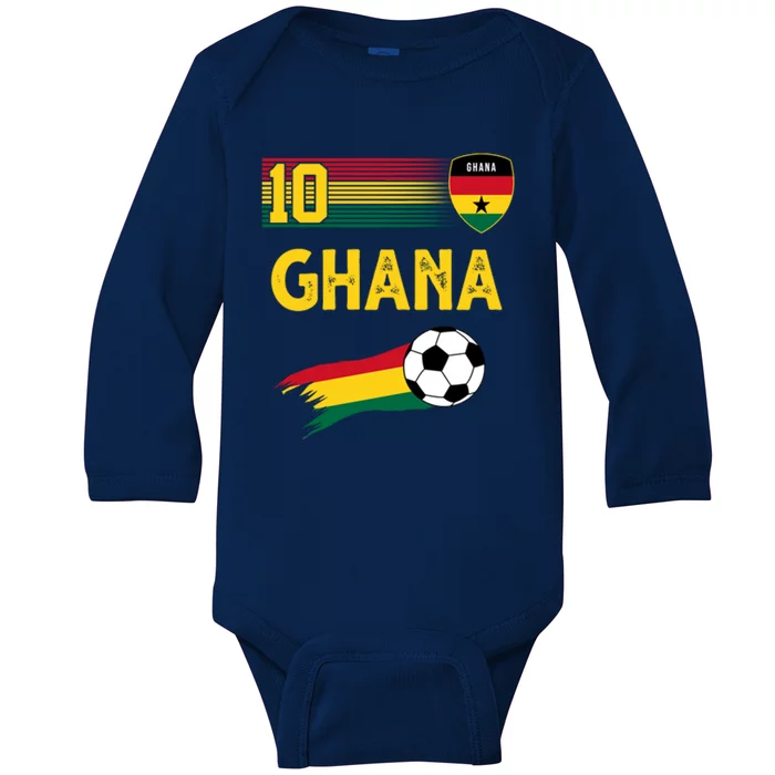 Ghana Soccer Ghanain Football Retro 10 Baby Long Sleeve Bodysuit