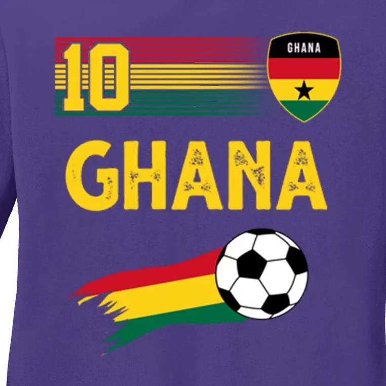 Ghana Soccer Ghanain Football Retro 10 Ladies Long Sleeve Shirt