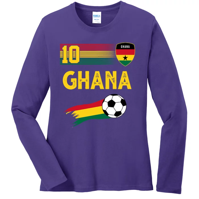 Ghana Soccer Ghanain Football Retro 10 Ladies Long Sleeve Shirt