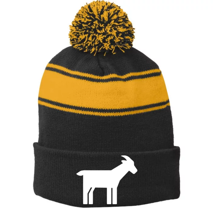 Goat Symbol Stripe Pom Pom Beanie