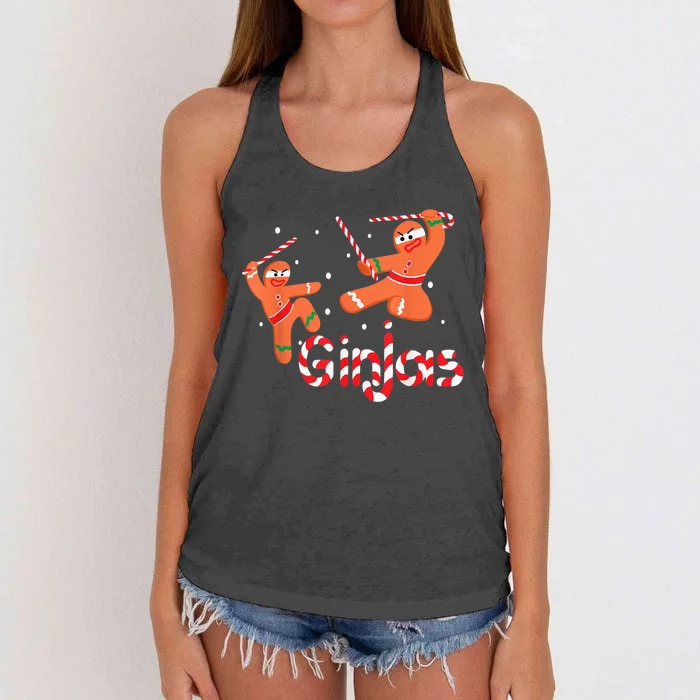 Ginjas Shirt Gingerbread  Ninjas Christmas Gift Women's Knotted Racerback Tank