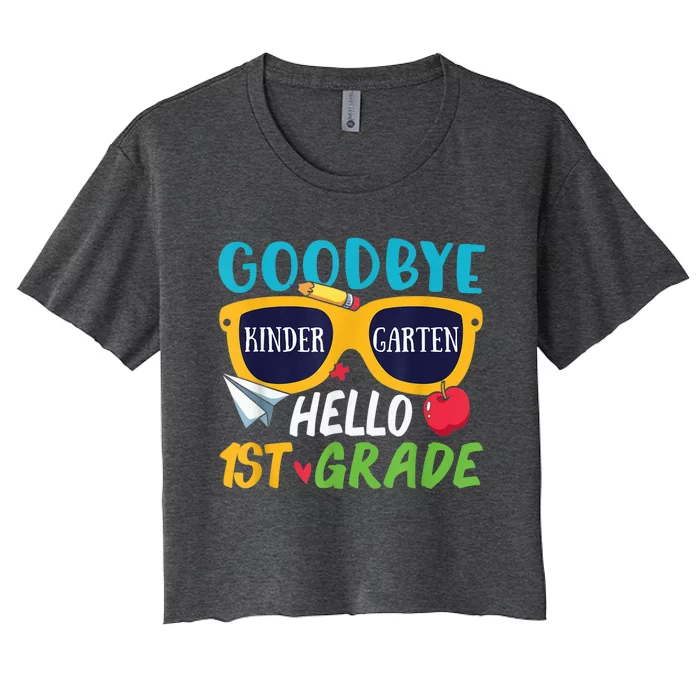 Graduation Shirt Goodbye Kindergarten Hello 1st Grade School Women's Crop Top Tee