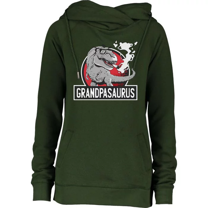 Grandpasaurus Smoking Grandpa Trex Funny Womens Funnel Neck Pullover Hood