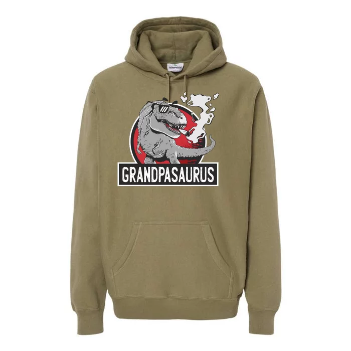 Grandpasaurus Smoking Grandpa Trex Funny Premium Hoodie