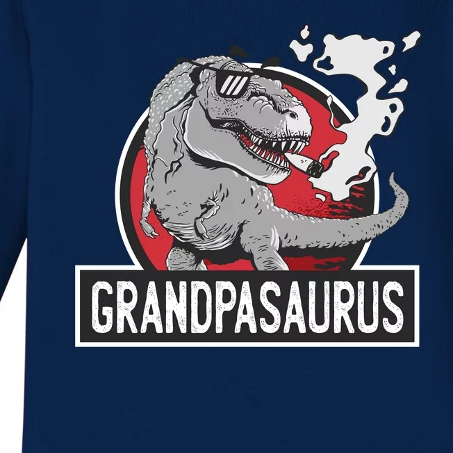 Grandpasaurus Smoking Grandpa Trex Funny Baby Long Sleeve Bodysuit