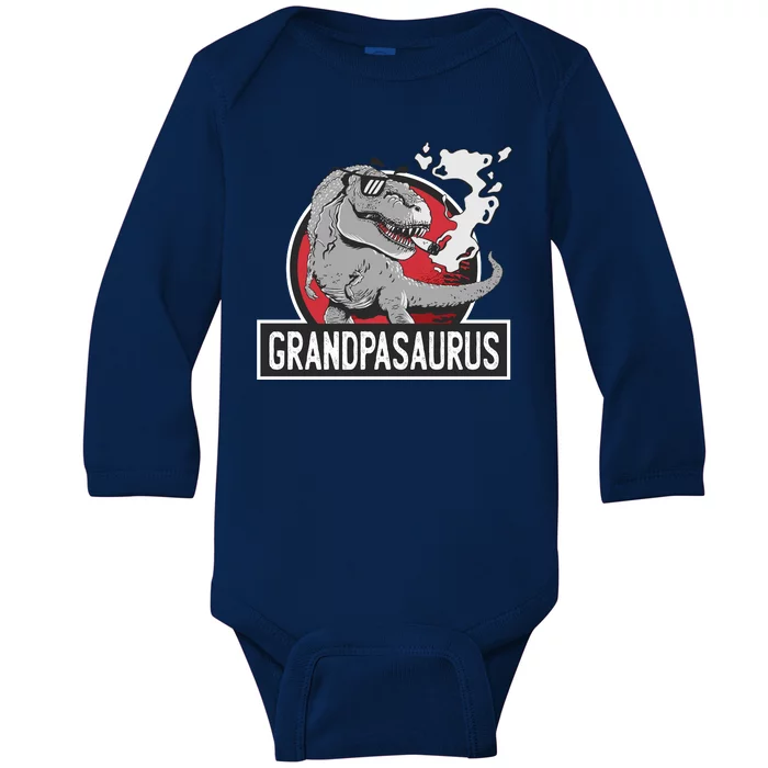 Grandpasaurus Smoking Grandpa Trex Funny Baby Long Sleeve Bodysuit