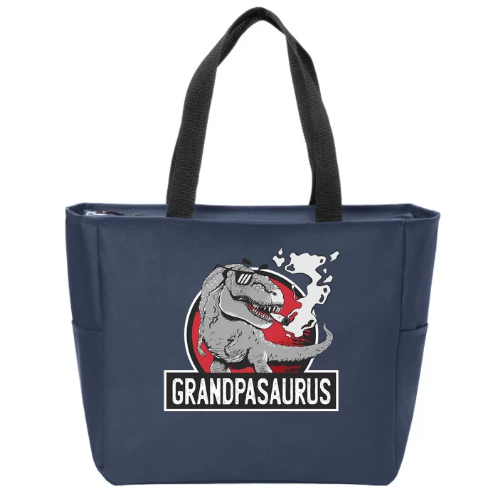 Grandpasaurus Smoking Grandpa Trex Funny Zip Tote Bag