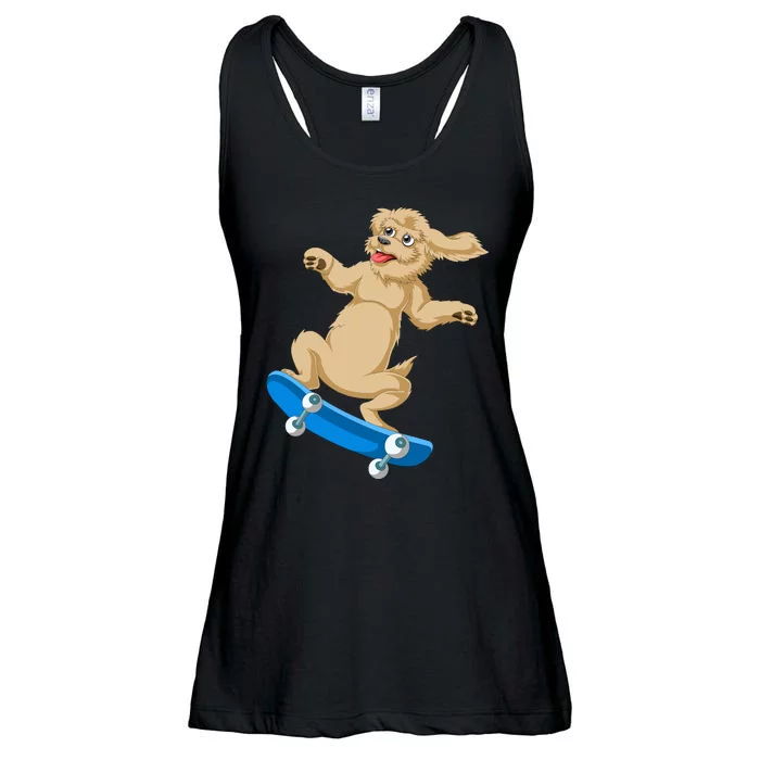 Goldendoodle Skateboarding Ladies Essential Flowy Tank