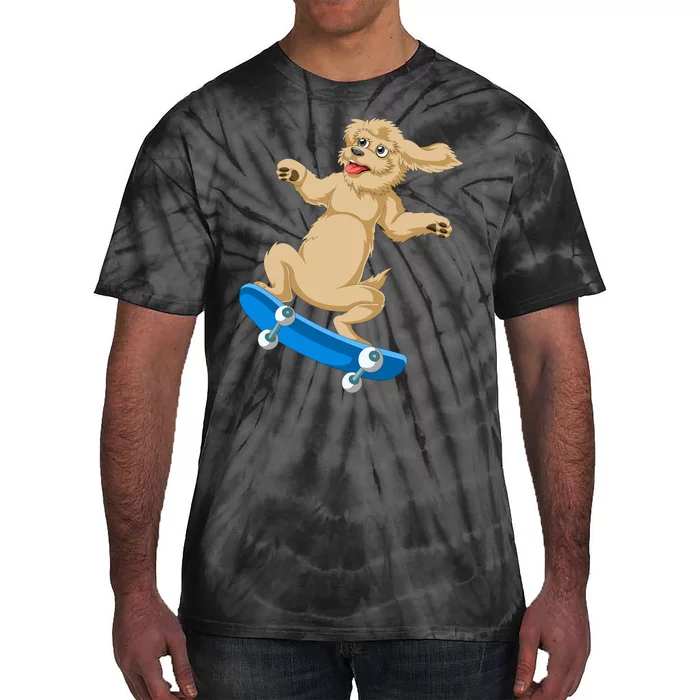 Goldendoodle Skateboarding Tie-Dye T-Shirt