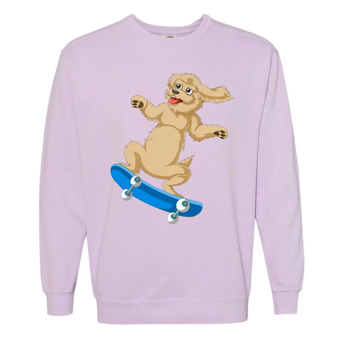 Goldendoodle Skateboarding Garment-Dyed Sweatshirt