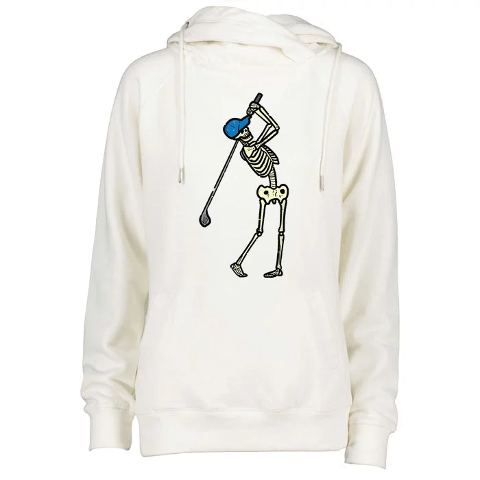 Golfer Skeleton Golf Player Halloween Costumedad Womens Funnel Neck Pullover Hood