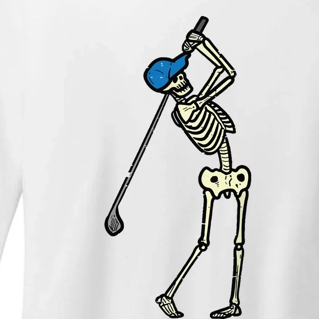 Golfer Skeleton Golf Player Halloween Costumedad Womens CVC Long Sleeve Shirt