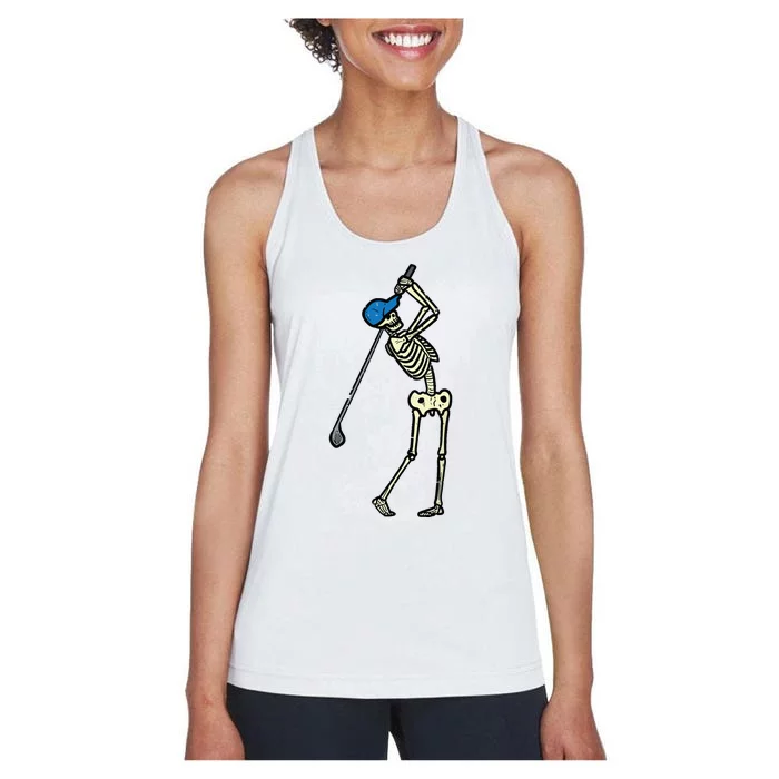 Golfer Skeleton Golf Player Halloween Costumedad Women's Racerback Tank