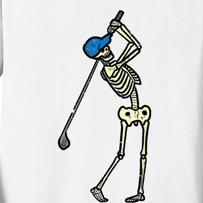 Golfer Skeleton Golf Player Halloween Costumedad Kids Long Sleeve Shirt