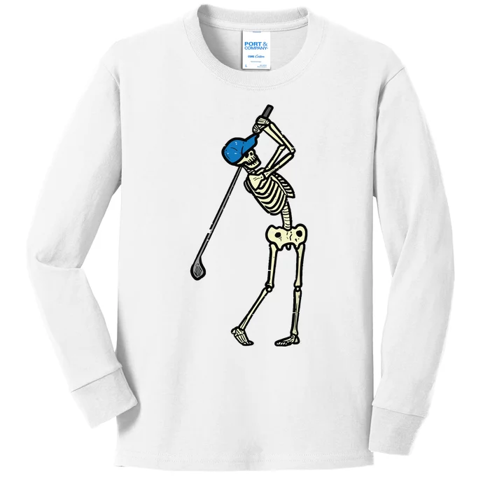 Golfer Skeleton Golf Player Halloween Costumedad Kids Long Sleeve Shirt