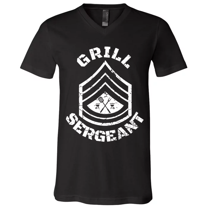 GRILL SERGEANT Grilling BBQ Dad Father's V-Neck T-Shirt