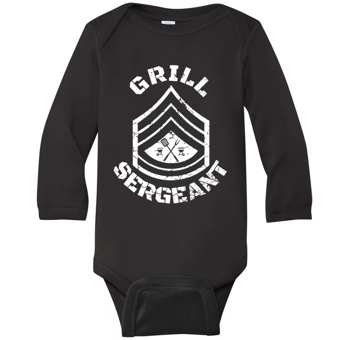 GRILL SERGEANT Grilling BBQ Dad Father's Baby Long Sleeve Bodysuit