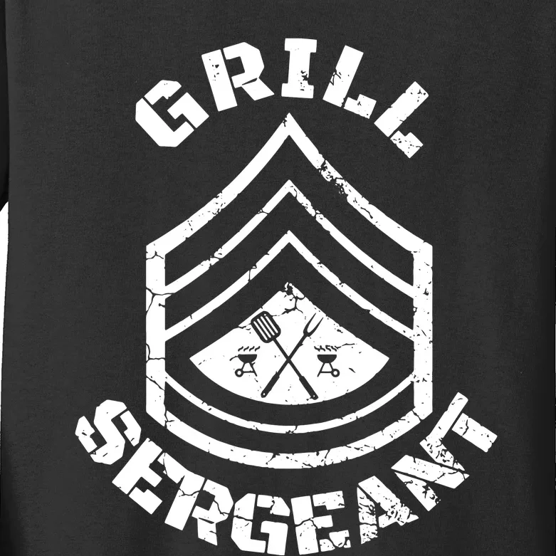 GRILL SERGEANT Grilling BBQ Dad Father's Kids Long Sleeve Shirt