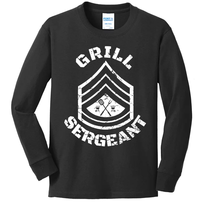 GRILL SERGEANT Grilling BBQ Dad Father's Kids Long Sleeve Shirt