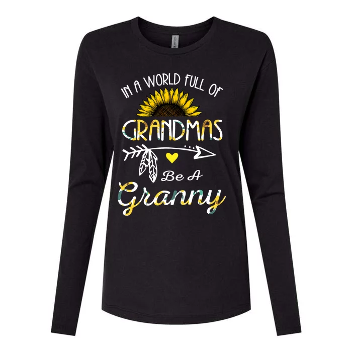 Grandma Sunflower Granny Funny Gift Cute Family Sunflower Lovers Gift Womens Cotton Relaxed Long Sleeve T-Shirt