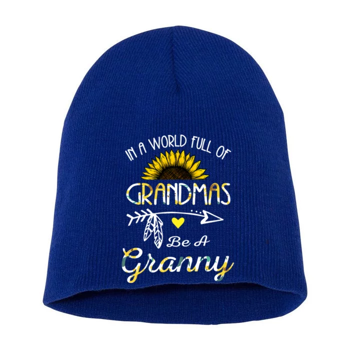 Grandma Sunflower Granny Funny Gift Cute Family Sunflower Lovers Gift Short Acrylic Beanie