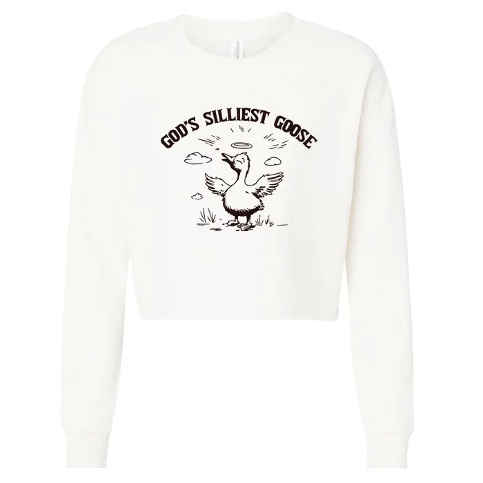 Gods Silliest Goose Funny Goose Sarcastic Vintage Cropped Pullover Crew